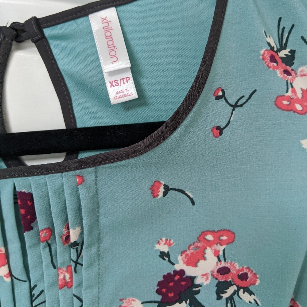 Xhilaration // Turquoise Floral Print Dress - Picture 2 of 10